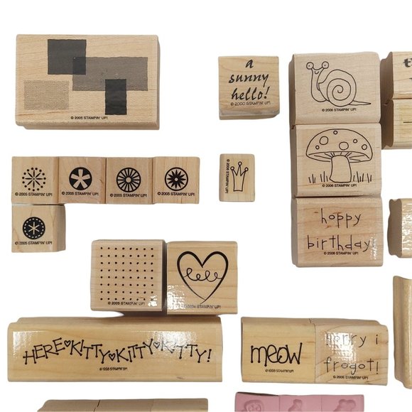 Stampin Up Stamps Lot Of 35 Wood Rubber Mounted Scrapbooking Arts Crafts Cards - Picture 3 of 10